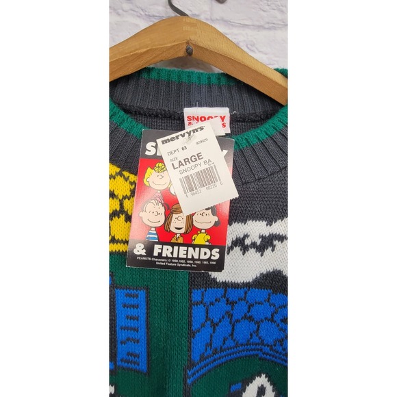 Vintage Snoopy sz Large Halloween Sweater Woodstock BOO‎ Haunted House USA NEW - Picture 3 of 9